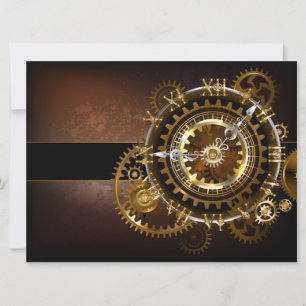 Steampunk-klok met antiek tandwiel save the date