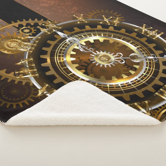 Steampunk-klok met antiek tandwiel sherpa deken (3/4)