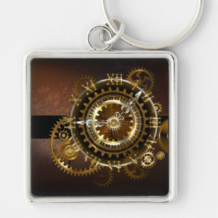 Steampunk-klok met antiek tandwiel sleutelhanger