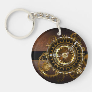 Steampunk-klok met antiek tandwiel sleutelhanger