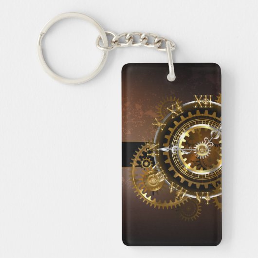 Steampunk-klok met antiek tandwiel sleutelhanger (Voorkant)