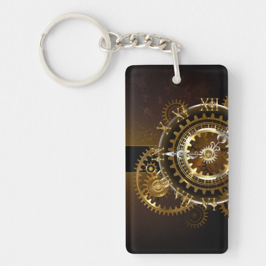 Steampunk-klok met antiek tandwiel sleutelhanger (Voorkant)