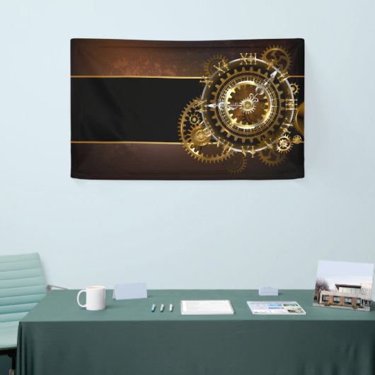 Steampunk-klok met antiek tandwiel spandoek (Beurs)