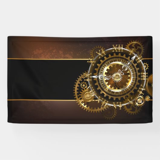 Steampunk-klok met antiek tandwiel spandoek (Horizontaal)