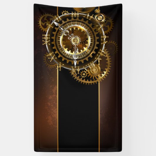 Steampunk-klok met antiek tandwiel spandoek (Verticaal)