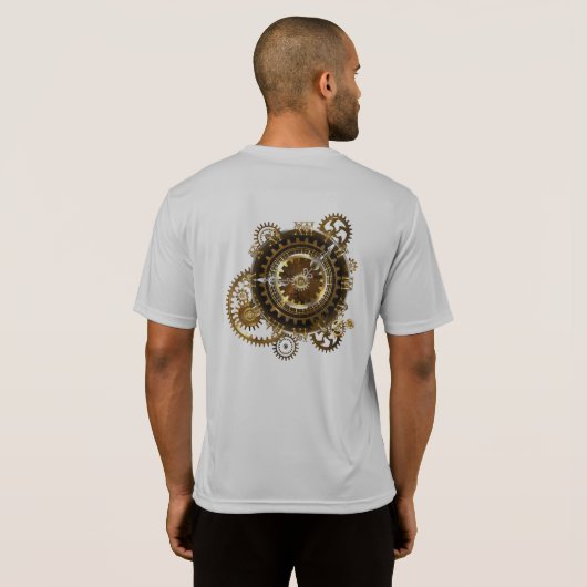 Steampunk-klok met antiek tandwiel t-shirt (Achterkant volledig)