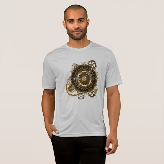 Steampunk-klok met antiek tandwiel t-shirt (Voorkant volledig)
