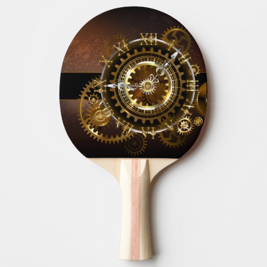 Steampunk-klok met antiek tandwiel tafeltennisbatje (Voorkant)