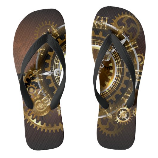 Steampunk-klok met antiek tandwiel teenslippers (Voetbed)