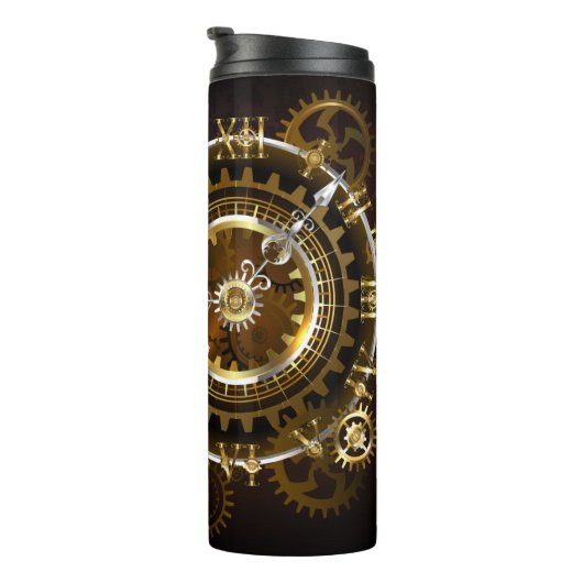Steampunk-klok met antiek tandwiel thermosbeker (Geroteerd rechts)