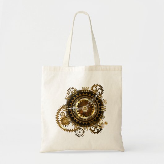 Steampunk-klok met antiek tandwiel tote bag (Voorkant)