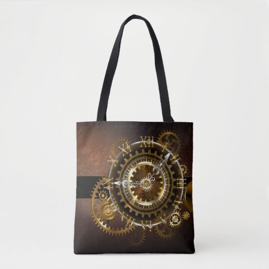Steampunk-klok met antiek tandwiel tote bag (Voorkant)