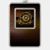 Steampunk-klok met antiek tandwiel verzilverd omlijst ornament (Voorkant)