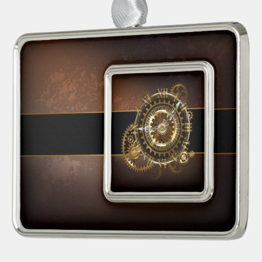 Steampunk-klok met antiek tandwiel verzilverd omlijst ornament (Links)