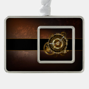 Steampunk-klok met antiek tandwiel verzilverd omlijst ornament