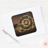 Steampunk-klok met antiek tandwiel vierkante sticker (Envelop)