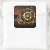 Steampunk-klok met antiek tandwiel vierkante sticker (Tas)