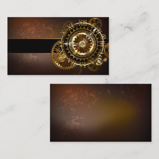 Steampunk-klok met antiek tandwiel visitekaartje (Voorkant / Achterkant)
