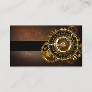 Steampunk-klok met antiek tandwiel visitekaartje