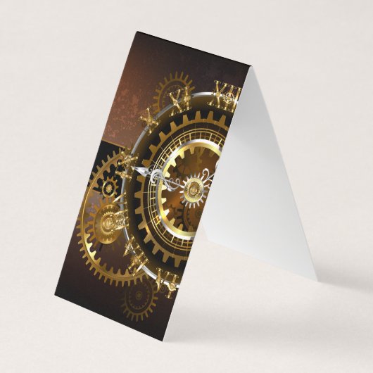 Steampunk-klok met antiek tandwiel visitekaartje (Voorkant)