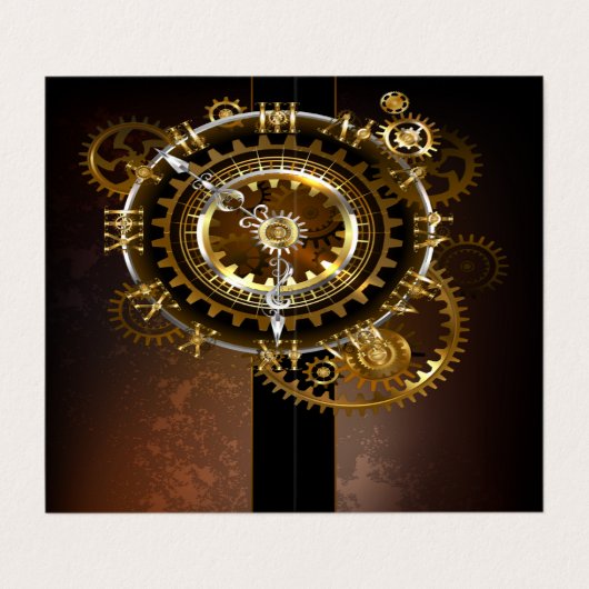 Steampunk-klok met antiek tandwiel visitekaartje (Buitenkant ongevouwen)