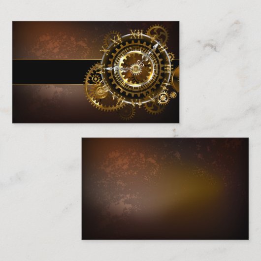 Steampunk-klok met antiek tandwiel visitekaartje (Voorkant / Achterkant)