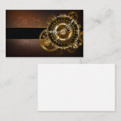 Steampunk-klok met antiek tandwiel visitekaartje (Voorkant / Achterkant)