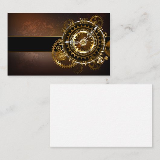 Steampunk-klok met antiek tandwiel visitekaartje (Voorkant / Achterkant)