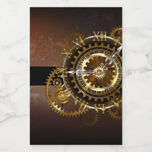 Steampunk-klok met antiek tandwiel voedselcontainer etiket (Enkel label)