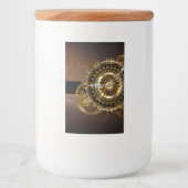 Steampunk-klok met antiek tandwiel voedselcontainer etiket (Voorkant)