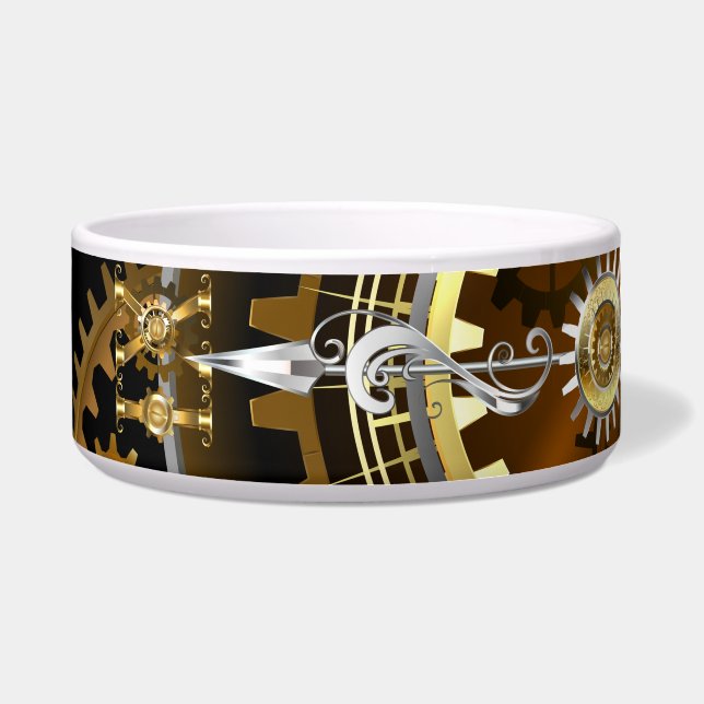 Steampunk-klok met antiek tandwiel voerbakje (Voorkant)