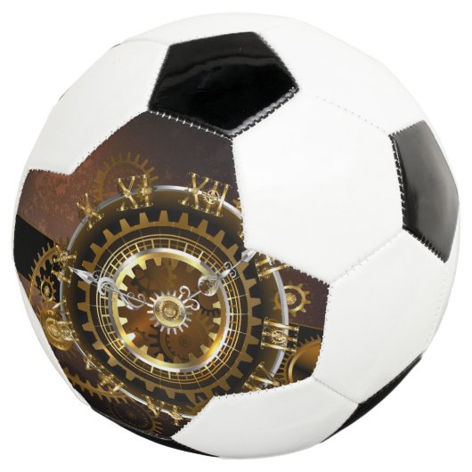 Steampunk-klok met antiek tandwiel voetbal (Drie kwart)