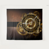 Steampunk-klok met antiek tandwiel wandkleed (Voorkant (horizontaal))