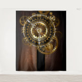 Steampunk-klok met antiek tandwiel wandkleed (Voorkant)