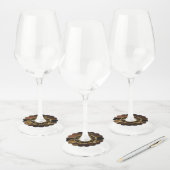 Steampunk-klok met antiek tandwiel wijnglaslabel (Set)