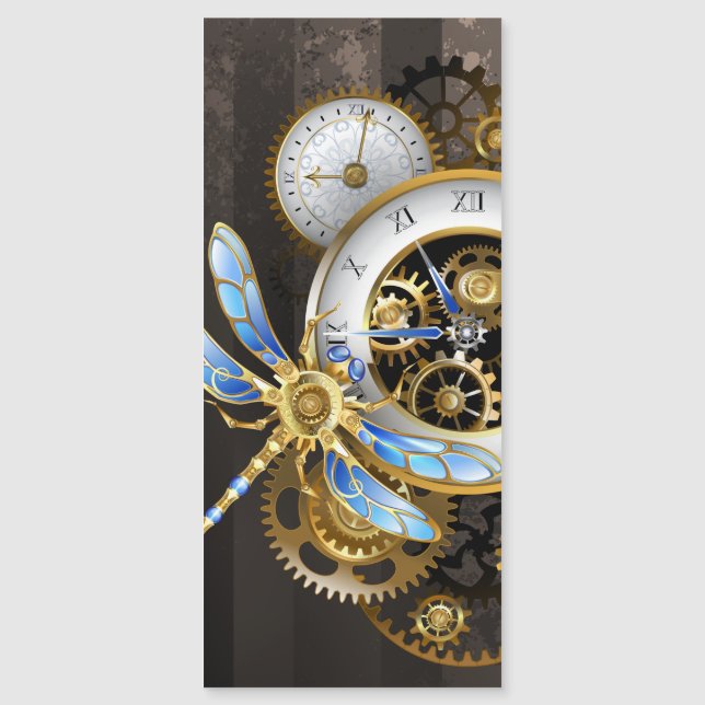 Steampunk-klok met mechanische dragonfly (Voorkant)