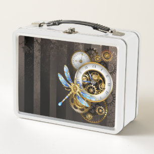 Steampunk-klok met mechanische dragonfly