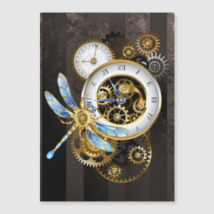 Steampunk-klok met mechanische dragonfly