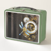 Steampunk-klok met mechanische dragonfly (Voorkant)