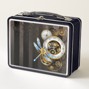 Steampunk-klok met mechanische dragonfly
