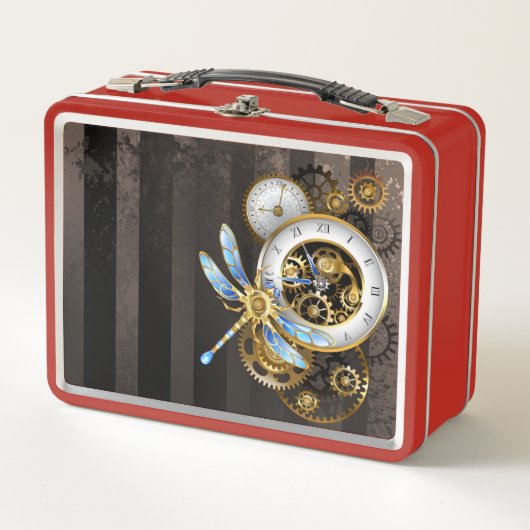 Steampunk-klok met mechanische dragonfly (Voorkant)