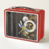 Steampunk-klok met mechanische dragonfly (Achterkant)