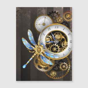 Steampunk-klok met mechanische dragonfly