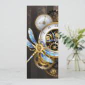 Steampunk-klok met mechanische dragonfly aankondiging (Staand voorkant)