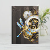 Steampunk-klok met mechanische dragonfly aankondiging (Staand voorkant)