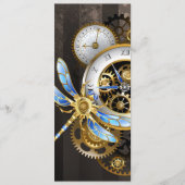 Steampunk-klok met mechanische dragonfly advieskaart (Voorkant)