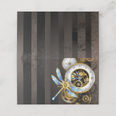 Steampunk-klok met mechanische dragonfly afsprakenkaart (Buitenkant ongevouwen)