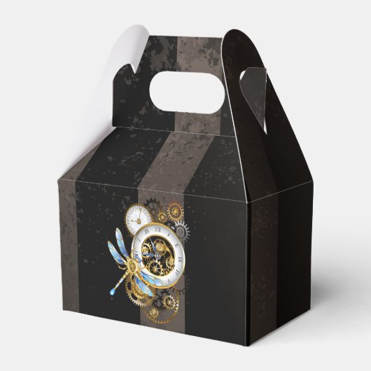 Steampunk-klok met mechanische dragonfly bedankdoosjes (Achterkant)