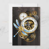 Steampunk-klok met mechanische dragonfly bedankkaart (Voorkant)