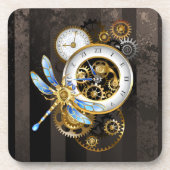 Steampunk-klok met mechanische dragonfly bier onderzetter (Voorkant)